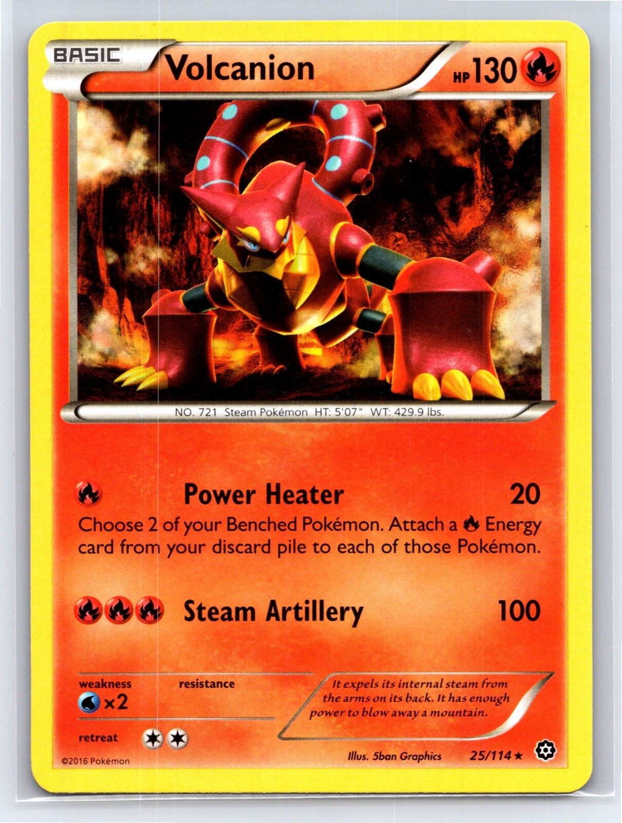 2016 Pokemon TCG - XY Steam Siege - Volcanion 25/114 Regular Rare - LP