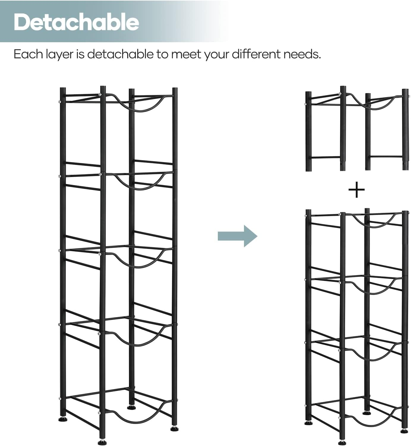 5Tier Water Jug Rack, 5 Gallon Detachable Water Bottle Holder