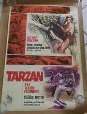 Tarzan Y El Tesoro Escondido Original Vintage Spanish Movie Poster