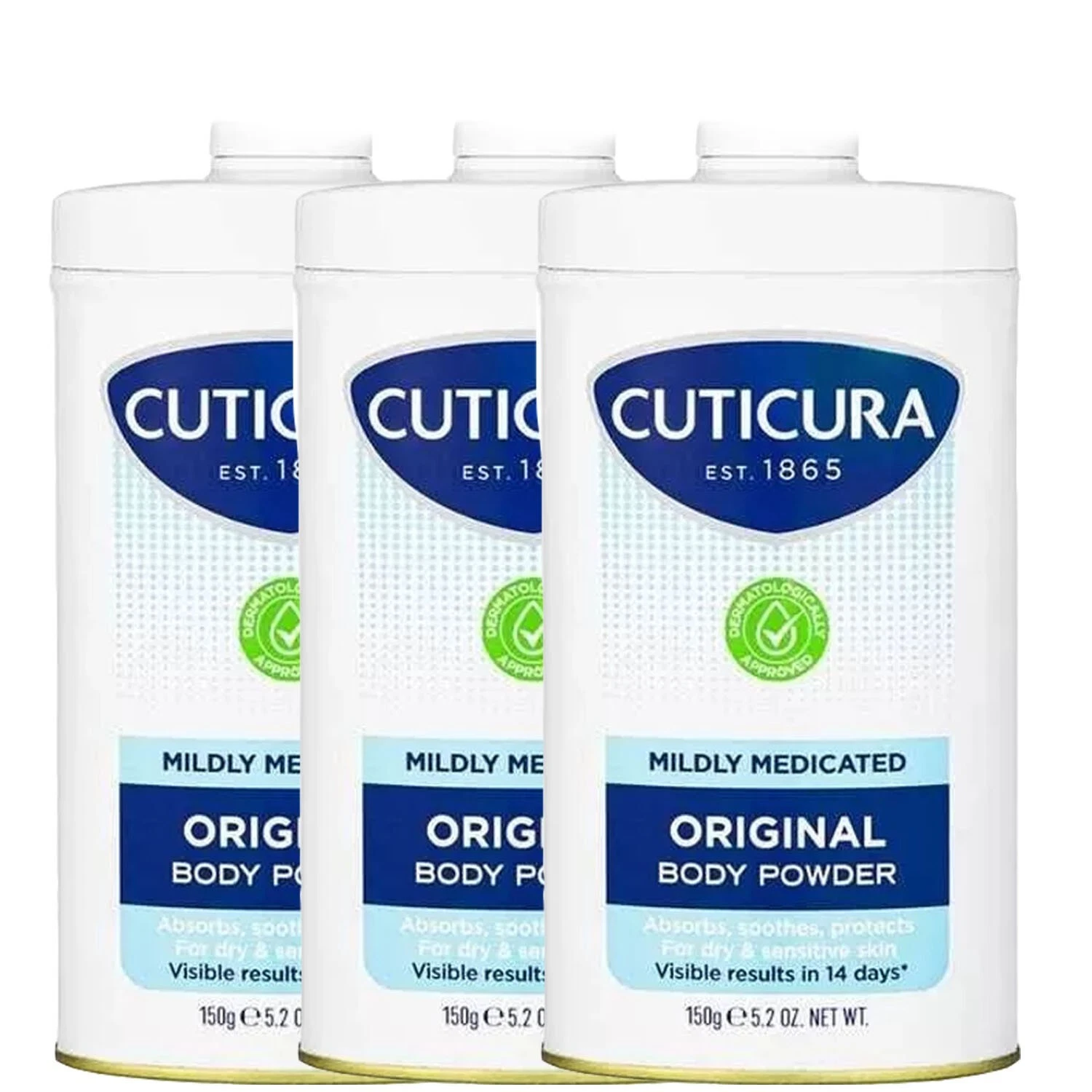 Cuticura Mildly Medicated Talc Talcum Powder Skin Soothing 150gx3 - Picture 1 of 2