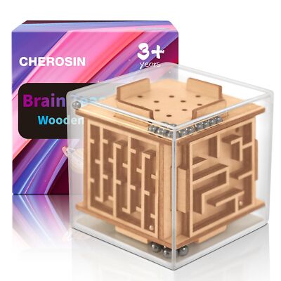 Fidget Puzzle Cube Toy for Adults - 6-Sided Wooden Brain Teaser Magic Cube for A