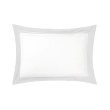 LUTECE BY YVES DELORME FRANCE - COTTON SATEEN PILLOW SHAM, WHITE W/ NUAGE FLANGE