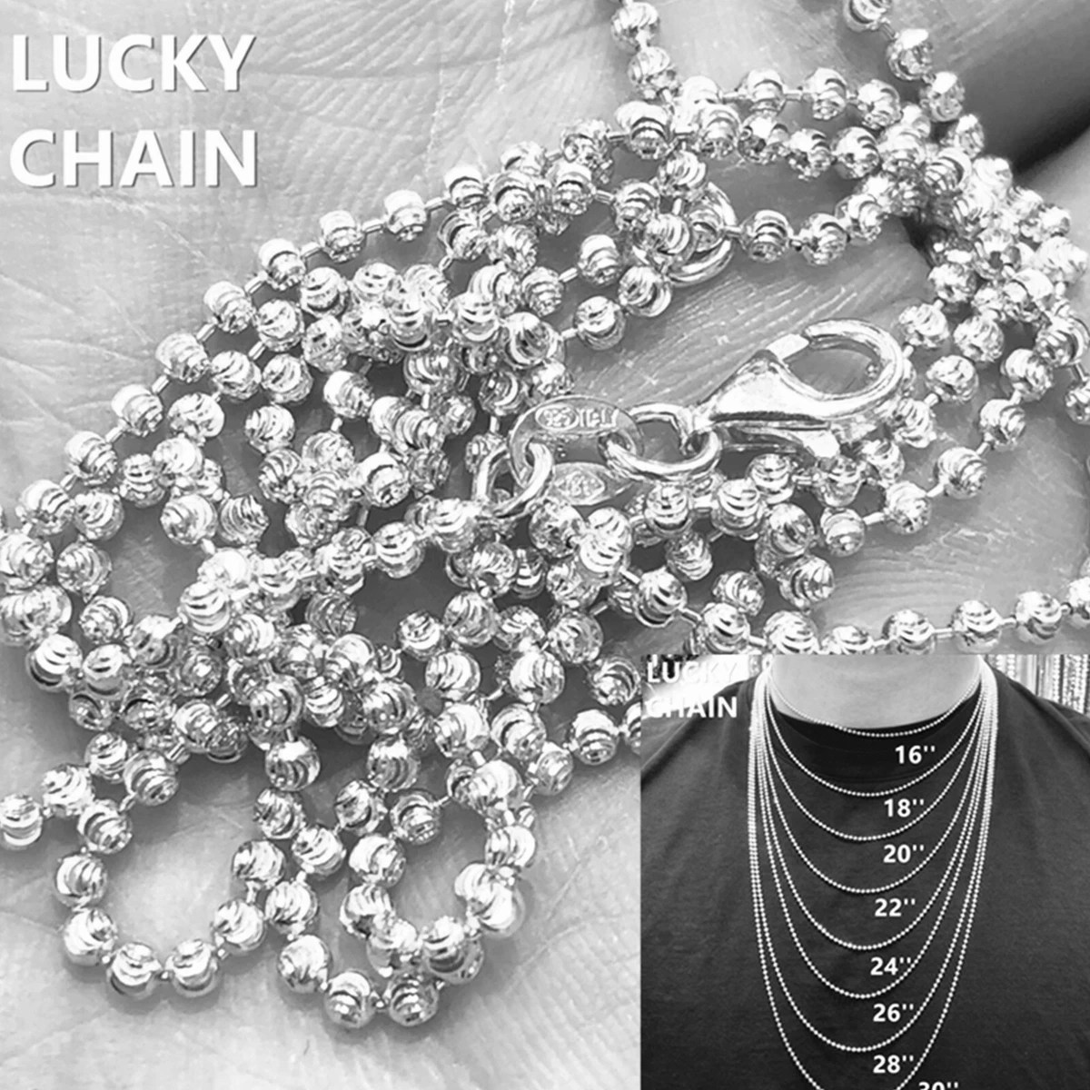 Sterling silver moon cut chain outlet