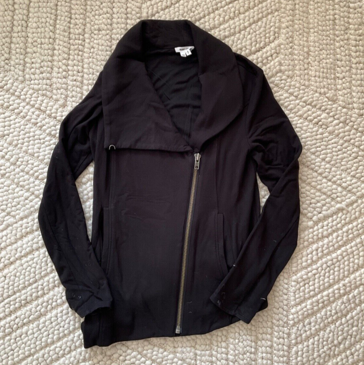 Helmut Lang Black Asymmetric Zip Jersey Knit Jacket Size Helmut Lang Black Asymmetric Zip Jersey Knit Jacket Size