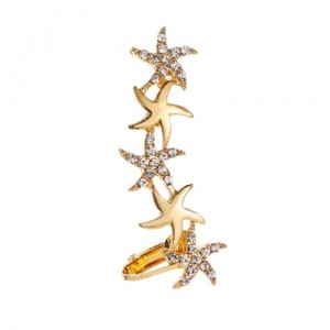 Authentic KC Gold Plated Star Fish Clear Rhinestone Ear Cuff Earrings #634