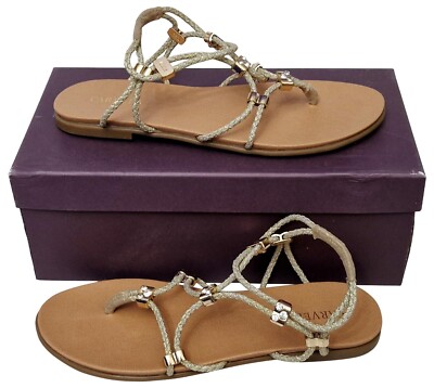 Carvela Acer Damen Fine Gold Rope Riemen Flats Sandalen EU 39 UK 6 UVP 79 