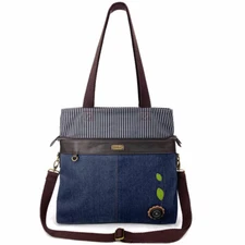 Chala Canvas Convertible Work Tote with Strip Top (3 Color Options)- Bag Only