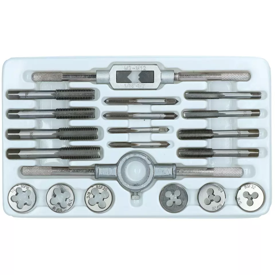 Juego de grifos y troqueles BSF 20 piezas estándar británico fino 3/16" - 1/2" Whitworth TE741 - Imagen 2 de 3