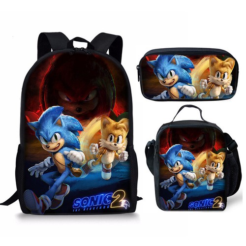 Sonic The Hedgehog 3 Schulrucksack Thermo Brotzeittasche Rucksack Federmäppchen UK - Bild 10 von 31
