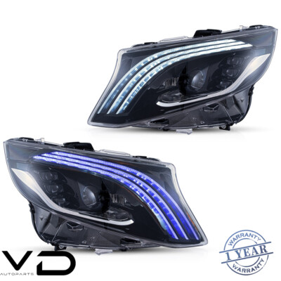 For 2016-2023 Mercedez Benz Metris Pair LED Projector Headlights w/DRL Startup
