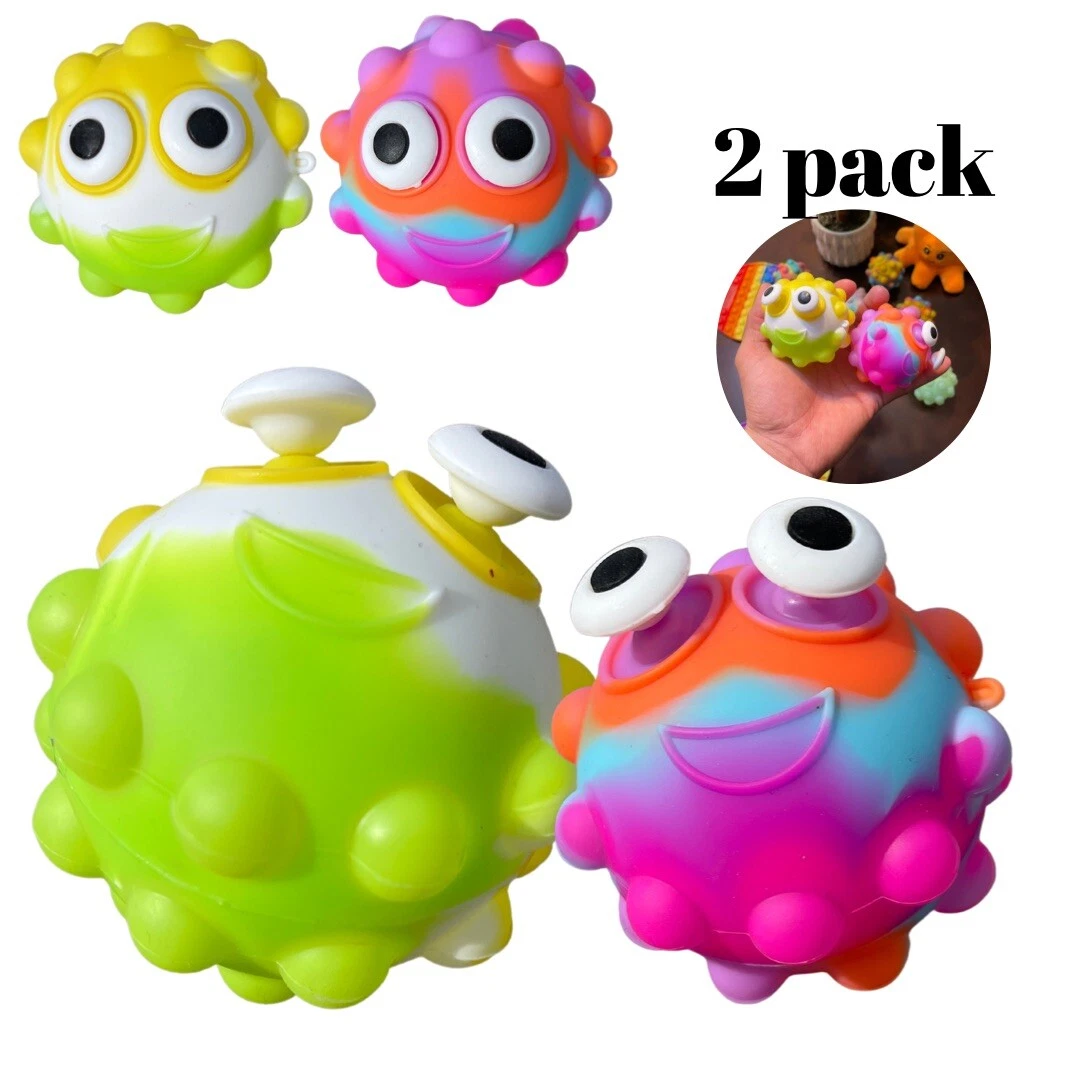 2 Pack Fidget Pop It Ball, Pop Eyes Bouncing Ball (size 2.75inch ) Green,  Pink