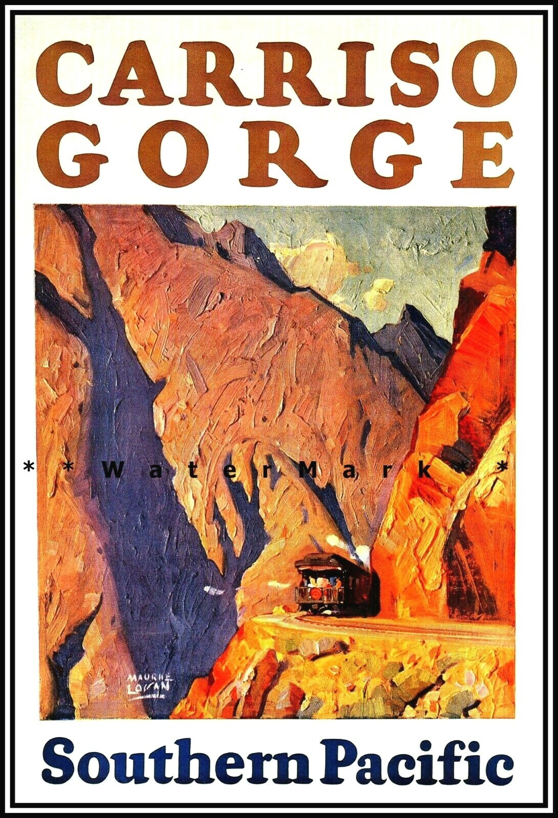 Vintage 1929 Southern Pacific RR Carrizo Gorge California Retro Poster Art Print