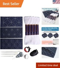 Sashiko Sewing Set: Threads, Needles  Fabrics - Perfect for Beginners  Experts