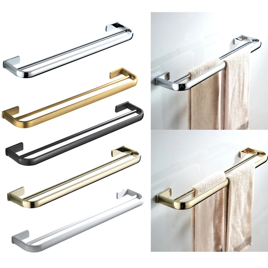 Strong Brass Double Bar Towel Rail Holder Bathroom Towel Hanger Wall  Mounted | eBay
