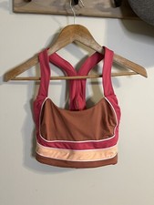 Free People FP Movement Sports Bra Colorblock In It To Win It New NWT S Pink Tan