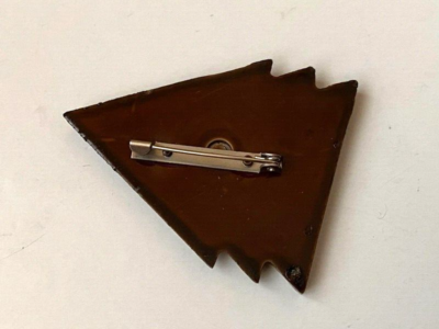 Broche Vintage Art Déco Marron En Triangle Superposé - 5,3 Cm - Occasion