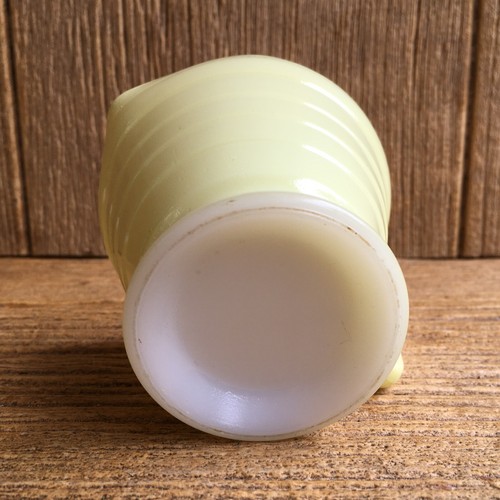 Hazel Atlas Milk Glass Moderntone Creamer Milk Pitcher Soft Pastel Butter Yellow - Picture 6 of 7