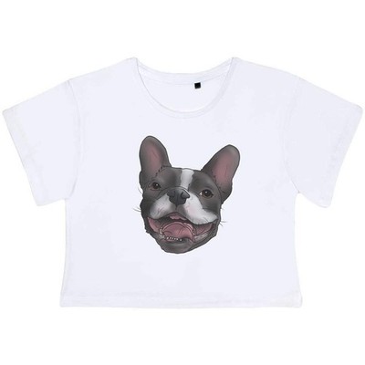 ''French Bulldog Head'' Damen Baumwolle Crop Tops (CO037453)
