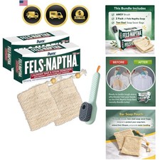 Stain Remover Bundle - Laundry Brush with Soap Dispenser & 2 Sisal Pouches Bu...