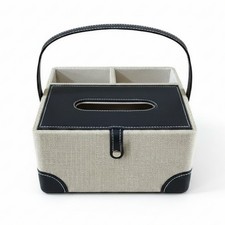 Compartments Home Storage Stitched Detail Tissue Box Organizer