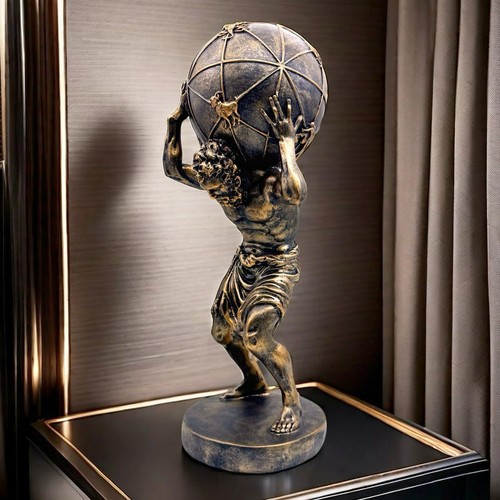 Bronze Greek Atlas Holding World Statue Large Sculpture Figurine Home Office ...