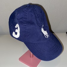 Vintage Polo Ralph Lauren Hat Cap Youth Kids 4-7 Navy White Big Pony Strap Back