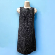 Moschino Fringed Metallic Threading Sleeveless Mini Dress XS Backless Black