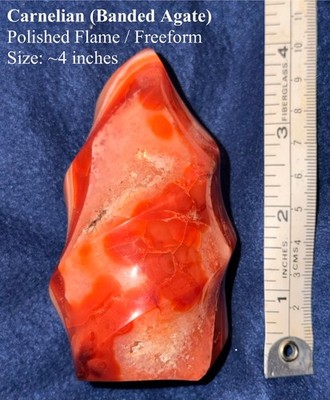Carnelian Banded Agate Flame, natural, gemstone, healing, reiki, chakra, energy
