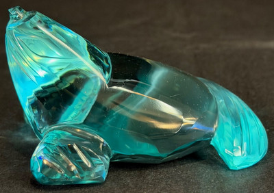 Vintage Translucent Blue Glass SEAL WALRUS Figurine Paperweight 3 3/4''L