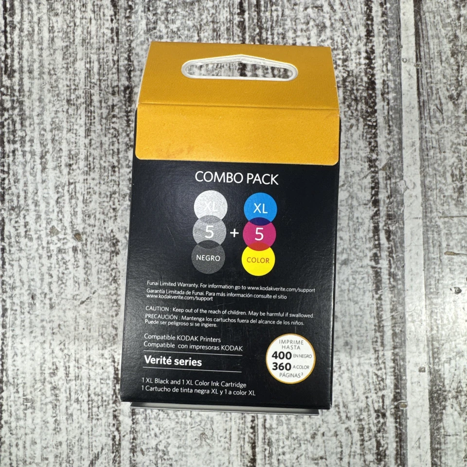 Genuine Kodak Verité 5 XL Black/Color Ink Cartridges Combo Pack  - Image 3 of 4