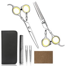 Professional Hair Cutting and Thinning Scissors Kit with Comb Case Yellow