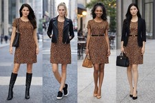 Calvin Klein Leopard Animal Print Shirt Dress Size M Short NWT