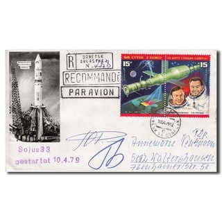 Soyuz 33 crew handsigned launch registered mail cover 12910