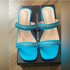 New York  Company Women  s Becki Flat Sandals Size 7.5  Scuba Blue