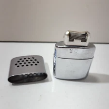 Vintage 1960s JON-e Silver Metal Hand Warmer with Purple Pouch