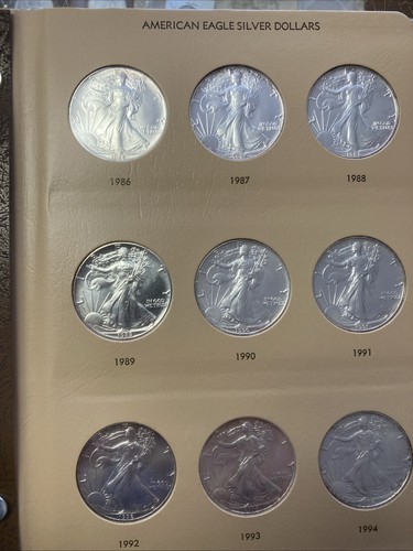 Silver Eagle Set 1986-2012; Brilliant U American Silver Eagles 27 Total Coin’s - Bild 5 von 5