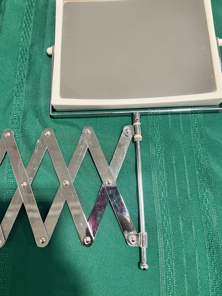 Mid Century Jerdon Accordion Wall Mount Pivoting Make Up Vanity Mirror Scissor  - Image 3 of 4