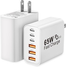 USB C Charger Block, 2-Pack 65W 6-Port USB C Wall Charger iPhone Charger Fast