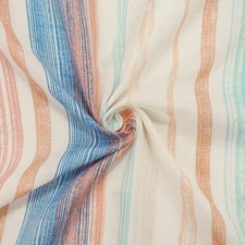 Blue-Orange-Multi Famous Maker Cotton Stripe Printed Lawn Woven Fabric