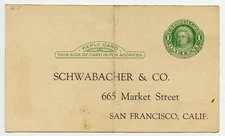 USA Postal Stationery Card PR4 SCHWABARACHER & Co.