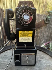 Pay Telephone Black 3 Slot Automatic Electric Payphone With KEYS