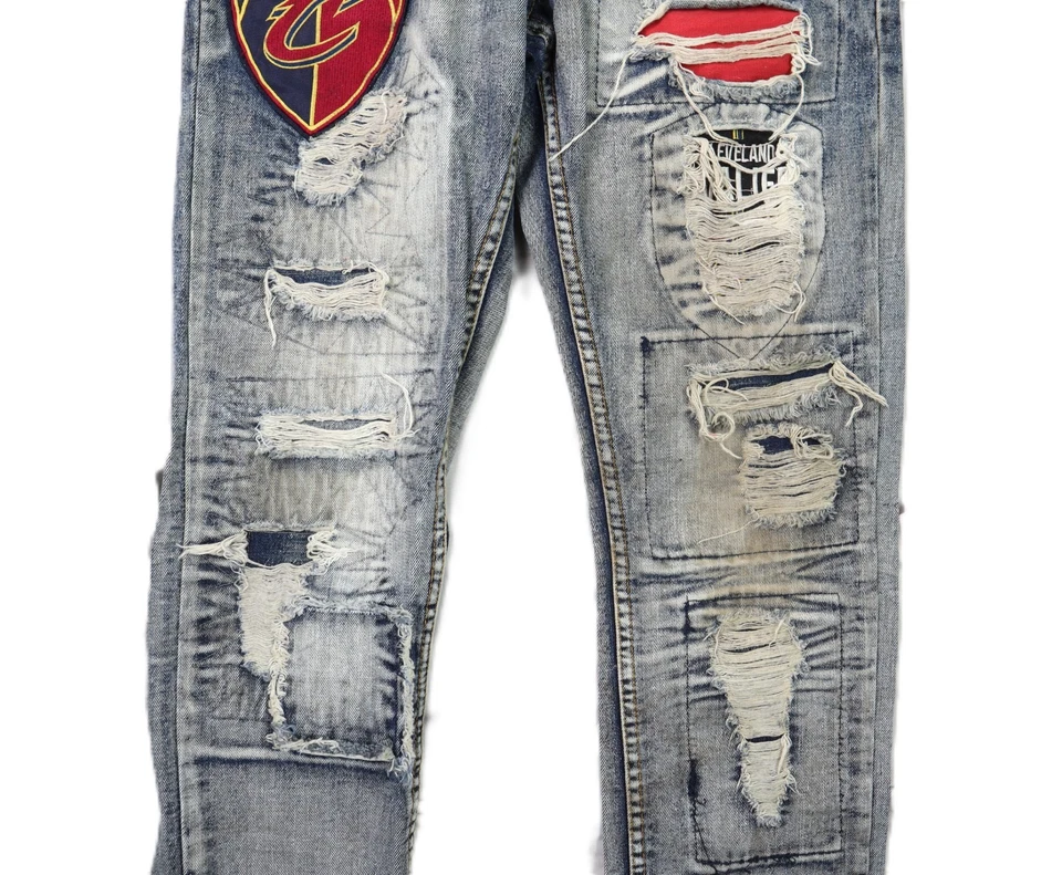 Pantalones de mezclilla ajustados de baloncesto de los Cleveland Cavaliers de la NBA para hombre 33 x 33 Unk Foto 3 de 4