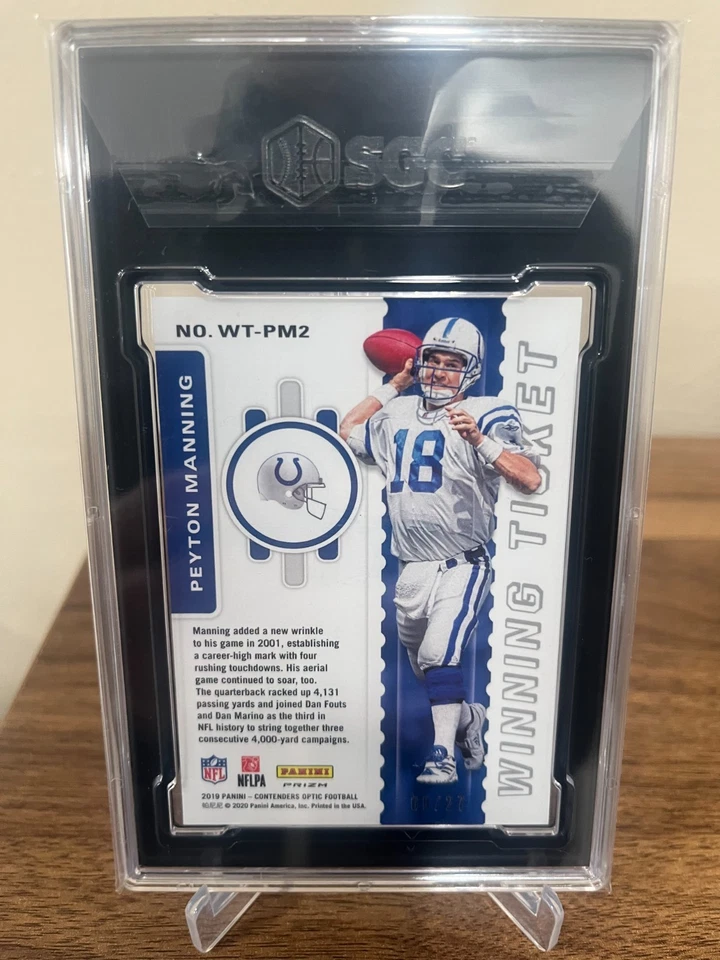PEYTON MANNING 2019 OPTIC CONTENDERS GREEN PULSAR /27 SGC 10 - Image 2 of 2