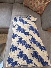Zara Woman Blue and Cream Floral Print Shift Dress