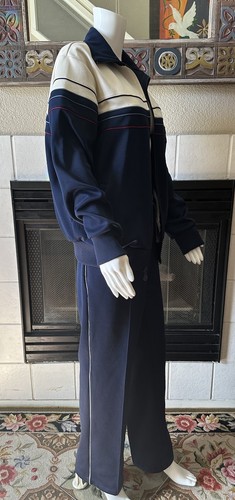 Vintage Matching Rare SET Classic Adidas Track Suit Large Jacket And Pants Navy - Picture 5 of 24