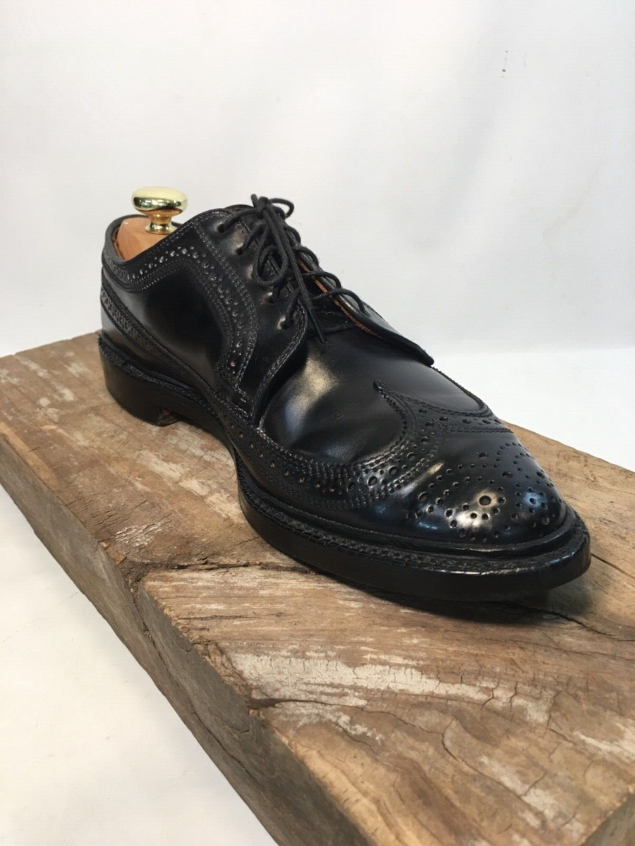 Allen Edmonds 9D Black Shell Cordovan MacNeil Long Wing Wingtip