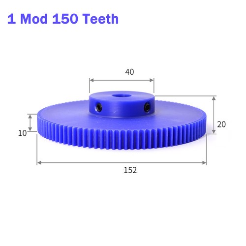 1 Mod Blue Nylon Spur Gear With Step 15T-150T Teeth 4mm-16mm Bore Motor Gear - Foto 3 di 10