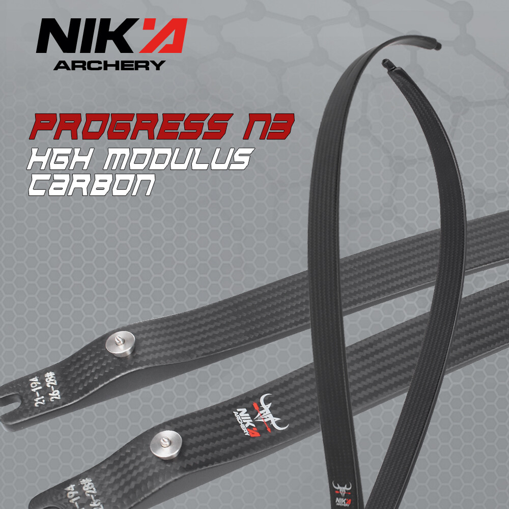 Branches D'arc Recourbé NIKA ARCHERY N3 – 68 Pouces, Carbone, Blanc, Ambidextre, Série Progress