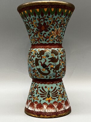 Japanische Cloisonné-Vase aus der Meiji-Zeit mit Fuku-Marke auf dem Boden