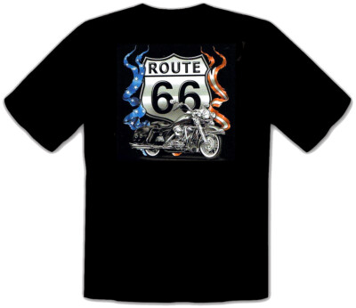 Route 66 Ride Custom Bike Rockabilly Harley Chopper schwarz T-Shirt -341